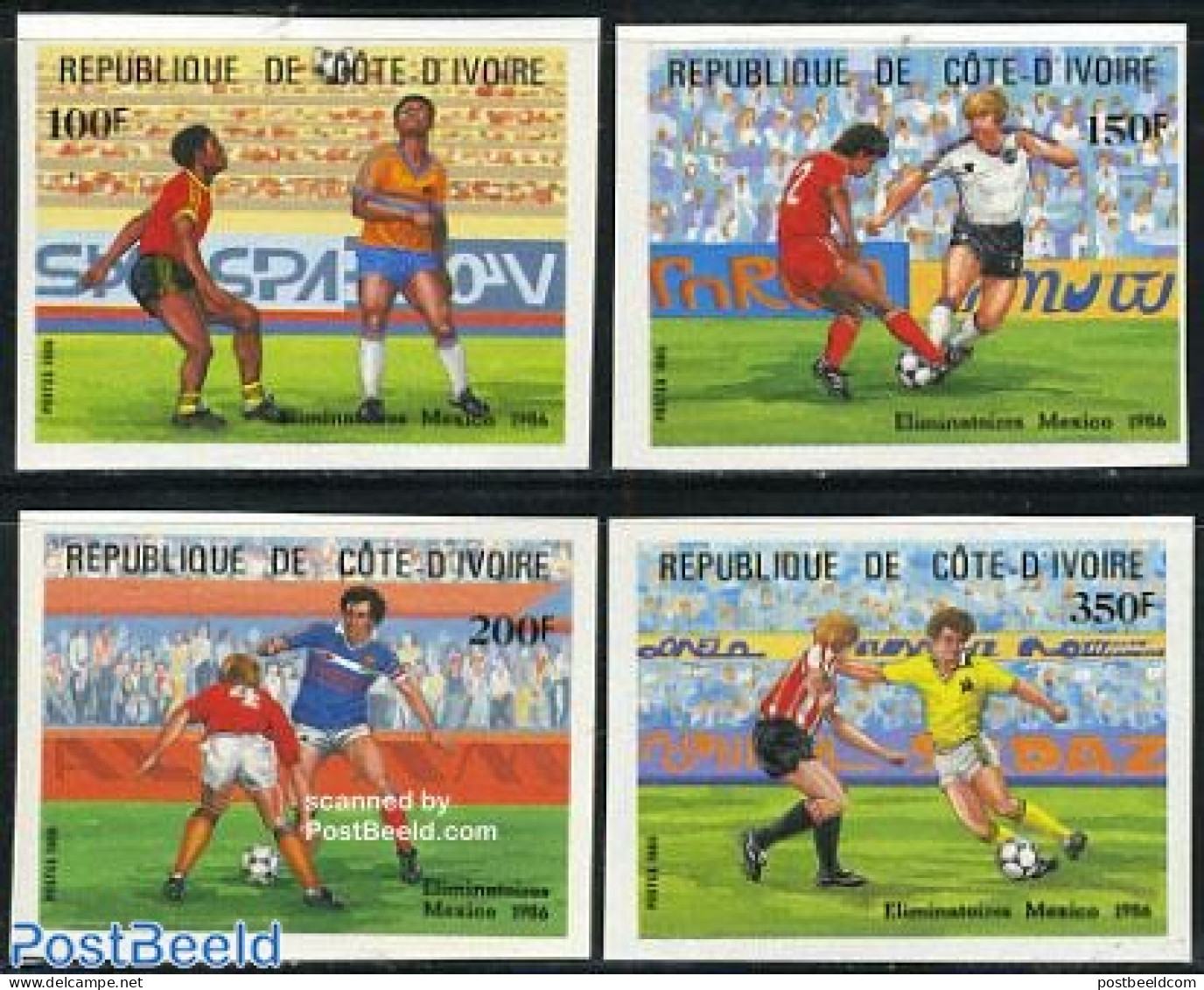 Ivory Coast 1985 World Cup Football Mexico 4v Imperforated, Mint NH, Sport - Football - Neufs