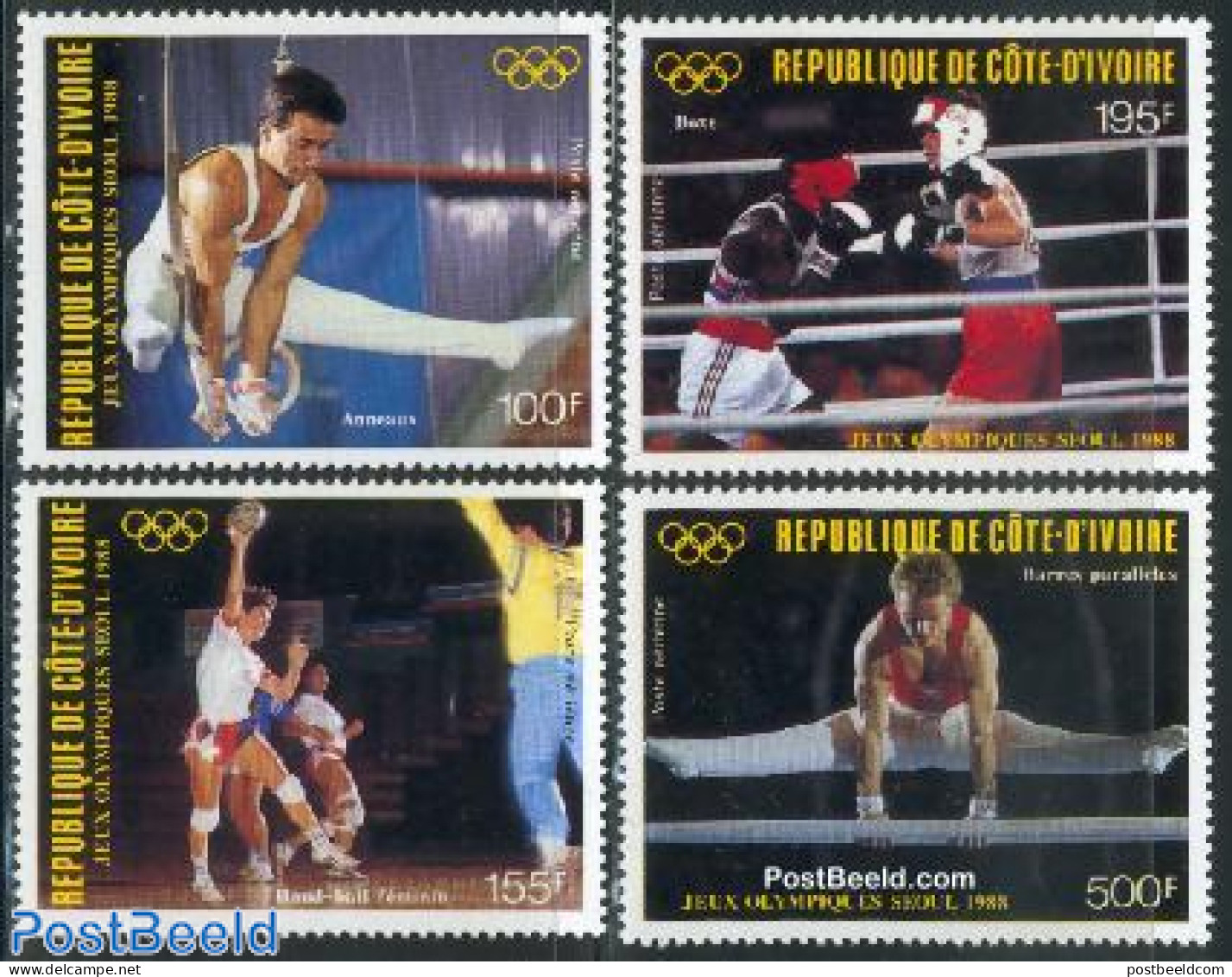 Ivory Coast 1988 Olympic Games Seoul 4v, Mint NH, Sport - Boxing - Gymnastics - Handball - Olympic Games - Neufs