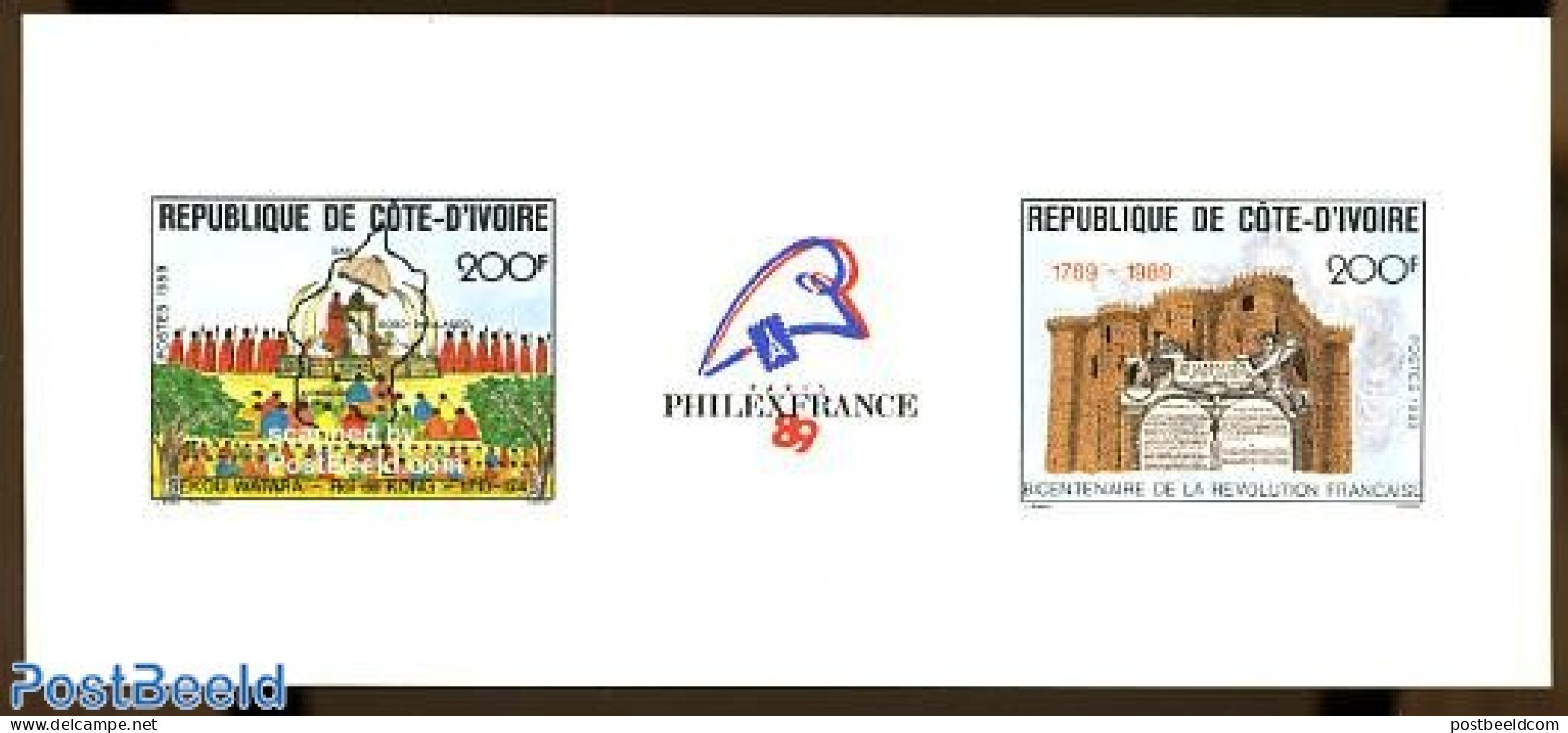 Ivory Coast 1989 French Revolution Epreuve De Luxe, Mint NH, History - Various - History - Maps - Unused Stamps
