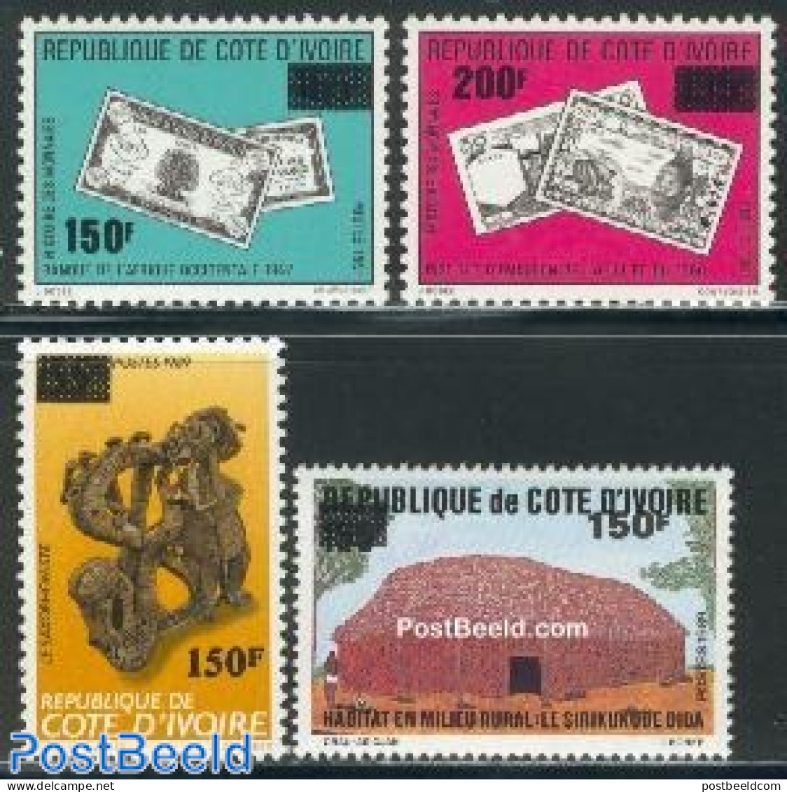 Ivory Coast 1991 Overprints 4v, Mint NH, Various - Money On Stamps - Neufs