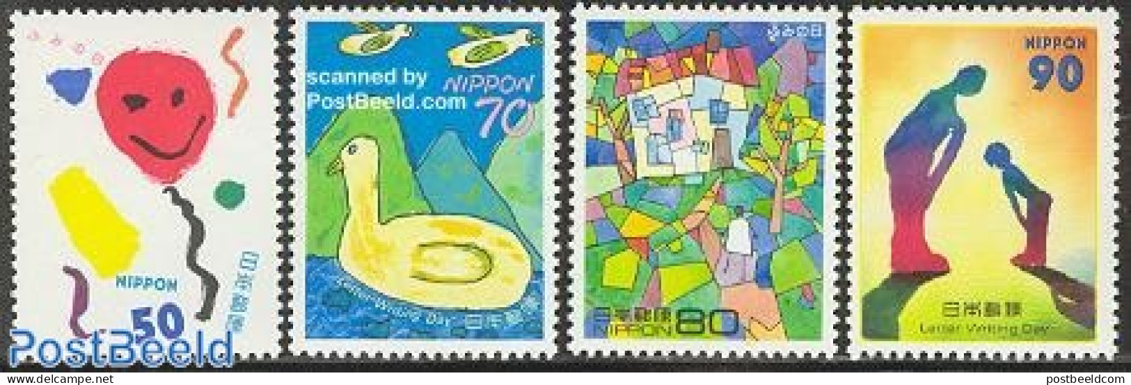 Japan 1997 Letter Writing Day 4v, Mint NH, Art - Children Drawings - Neufs