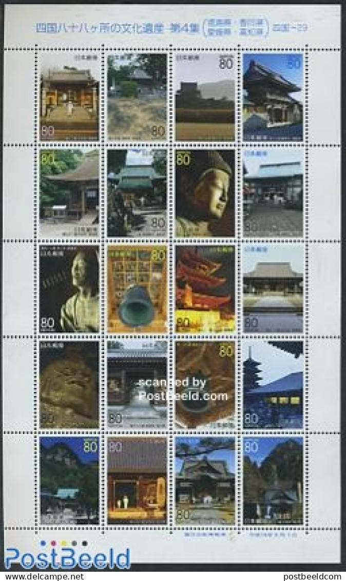 Japan 2007 Temple Pilgrimage 20v M/s, Mint NH, Religion - Churches, Temples, Mosques, Synagogues - Neufs