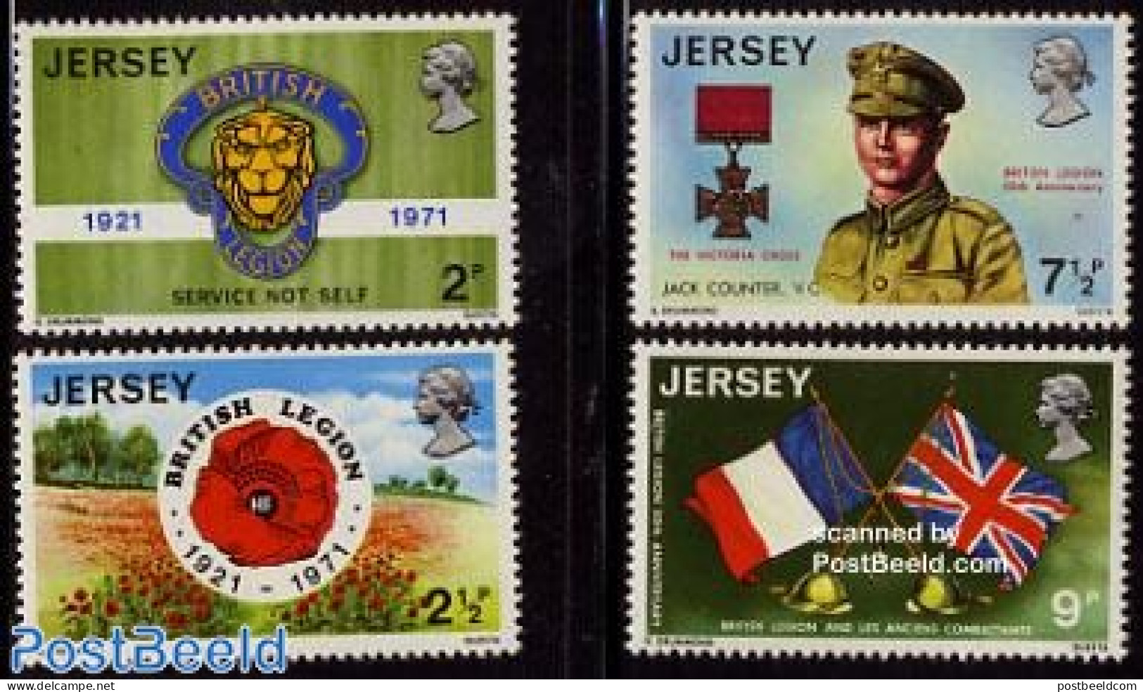 Jersey 1971 British Legion 4v, Mint NH, History - Decorations - Flags - Militarism - Militaria
