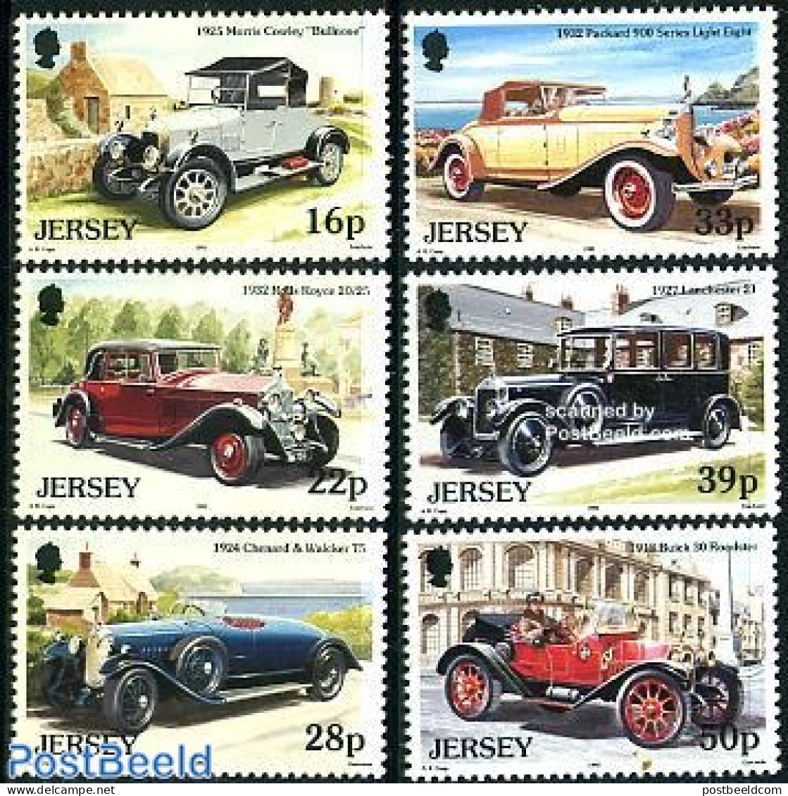 Jersey 1992 Automobiles 6v, Mint NH, Transport - Automobiles - Cars