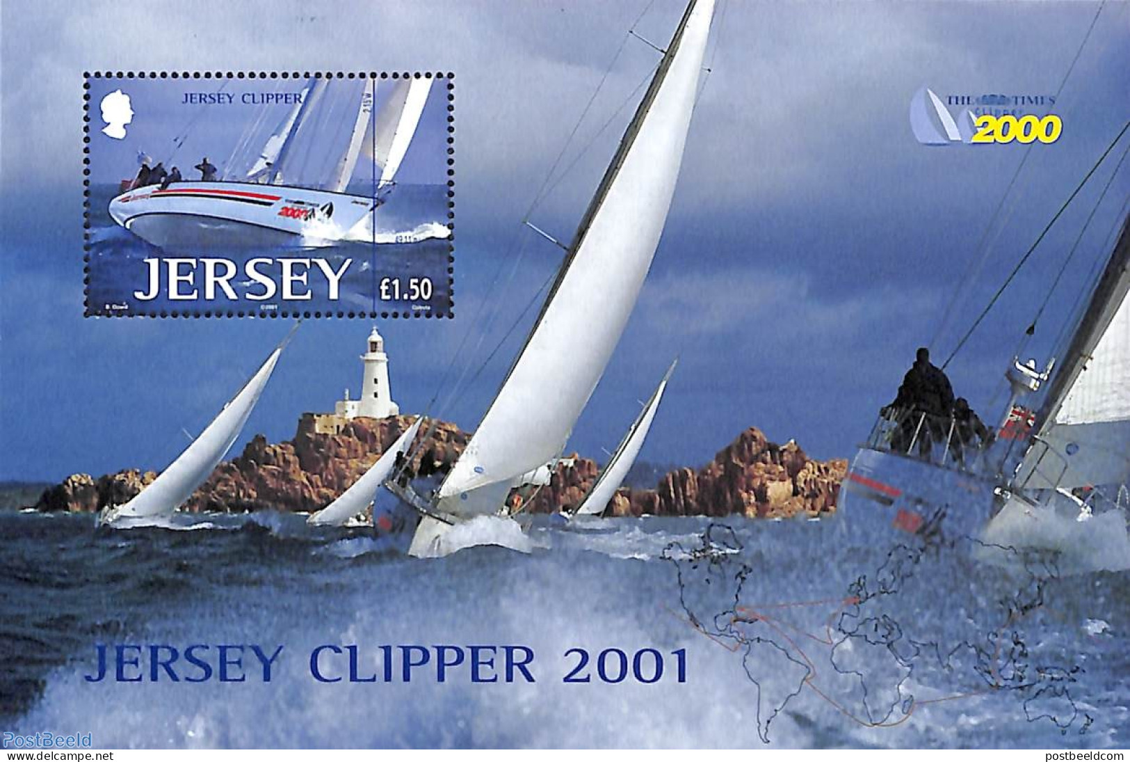 Jersey 2001 Jersey Clipper 2001 S/s, Mint NH, Sport - Transport - Various - Sailing - Ships And Boats - Lighthouses & .. - Sailing