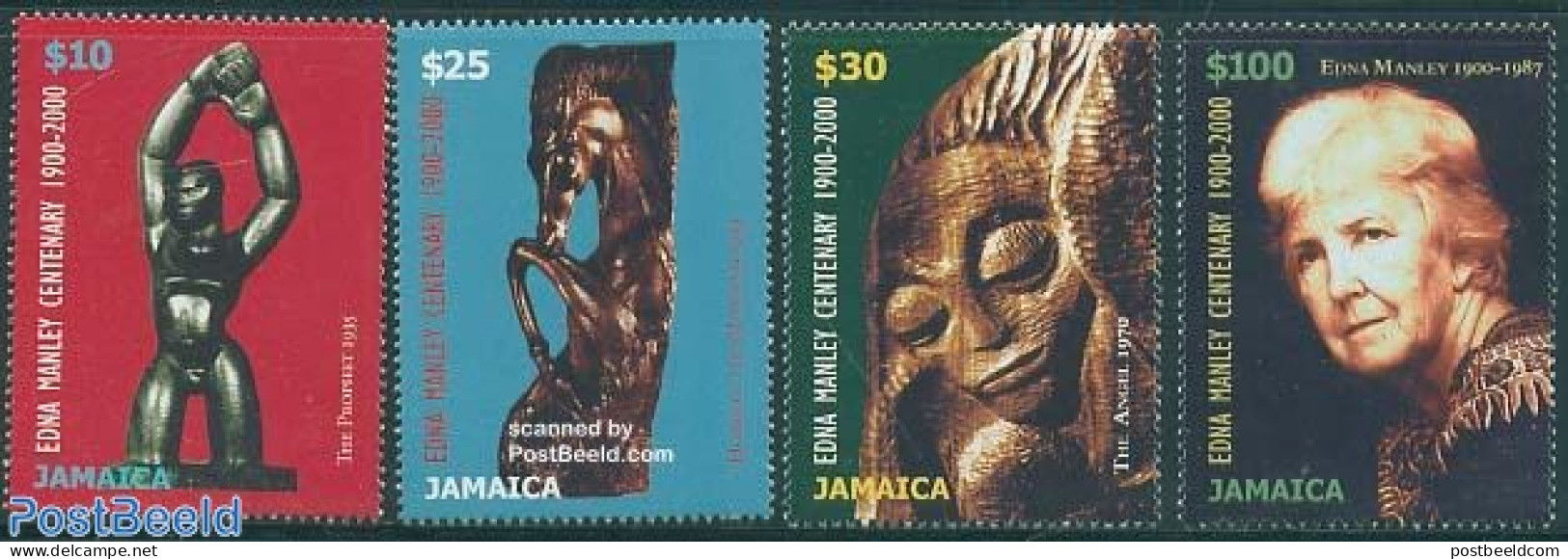 Jamaica 2000 Edna Manley 4v, Mint NH, Nature - Horses - Art - Sculpture - Skulpturen