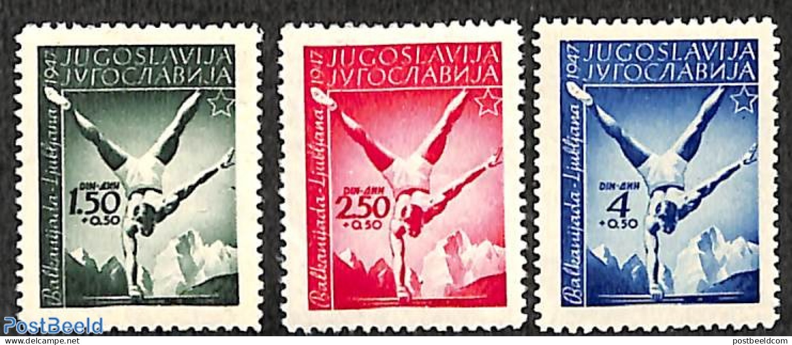 Yugoslavia 1947 Balcan Games 3v, Mint NH, History - Sport - Europa Hang-on Issues - Athletics - Sport (other And Mixed) - Neufs