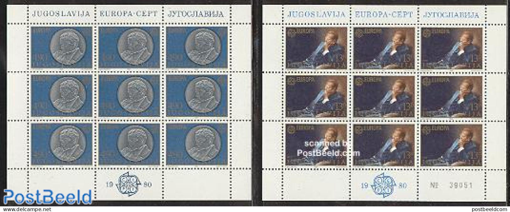 Yugoslavia 1980 Europa, 2 M/ss, Mint NH, History - Europa (cept) - Politicians - Ungebraucht