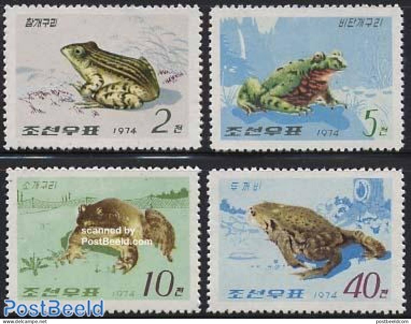 Korea, North 1974 Frogs 4v, Mint NH, Nature - Frogs & Toads - Reptiles - Corée Du Nord