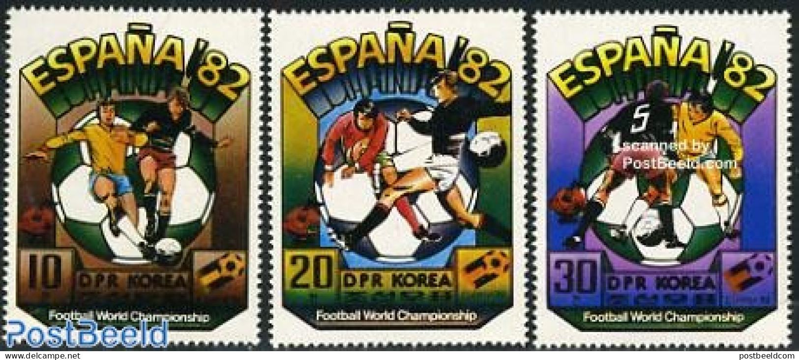 Korea, North 1981 World Cup Football Spain 3v, Mint NH, Sport - Football - Korea, North