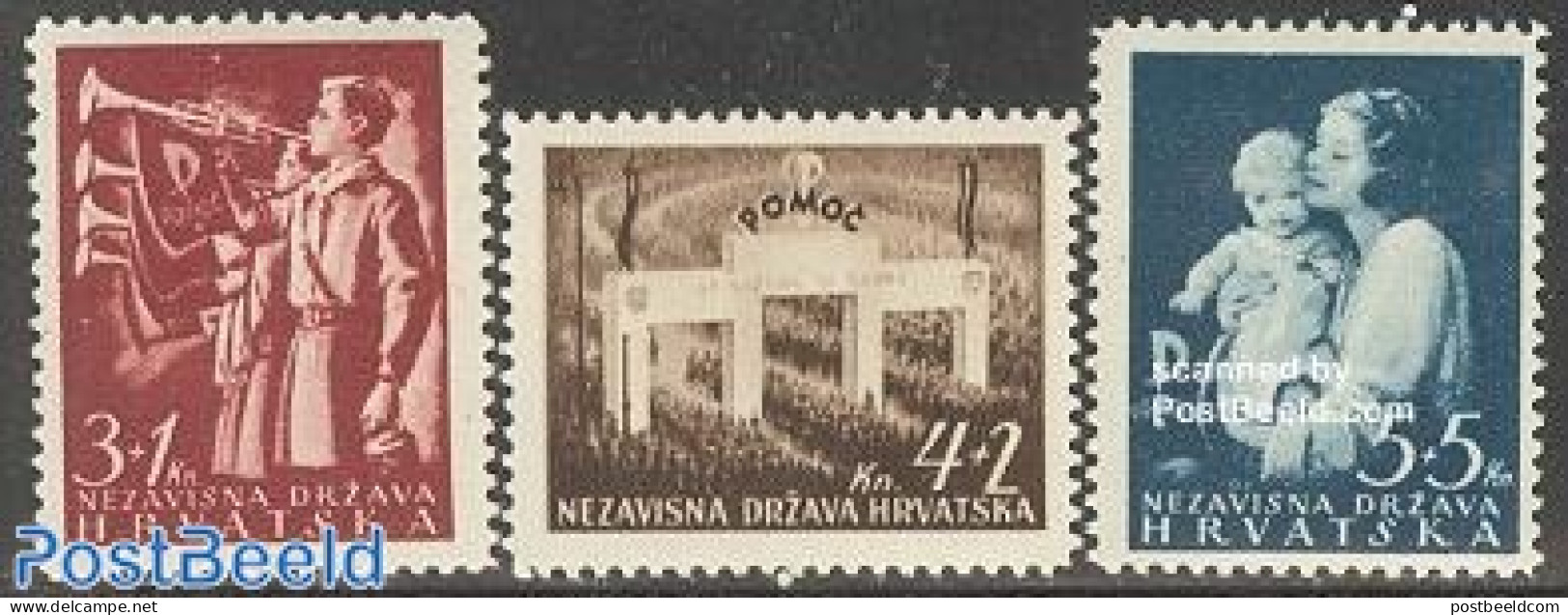 Croatia 1942 Pomoc 3v, Mint NH, Performance Art - Music - Music