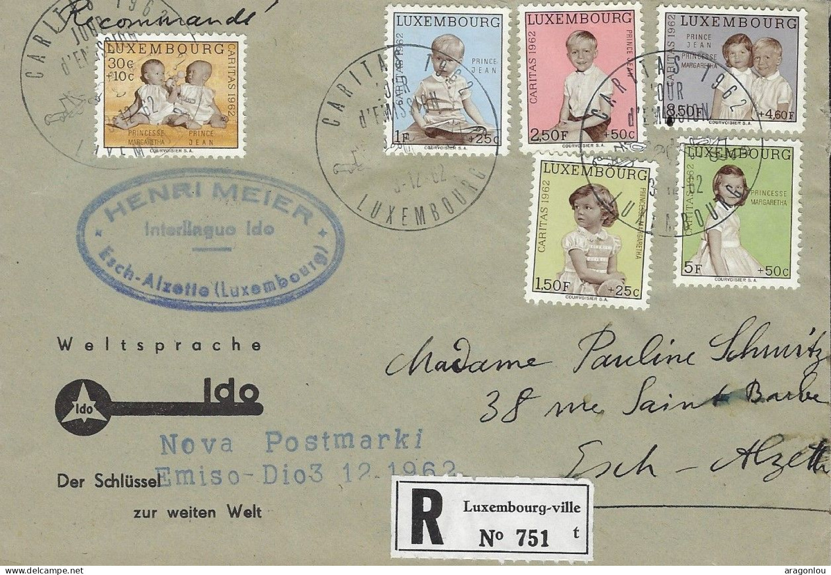 Luxembourg - Luxemburg - Lettre   Recommandé   1962   FDC    Adressé à Madame Pauline Schmitz , Esch-Alzette - FDC