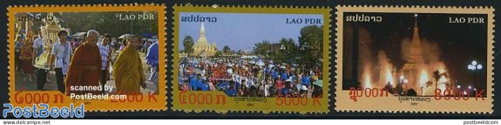 Laos 2007 That Luang Festival 3v, Mint NH, Various - Folklore - Laos