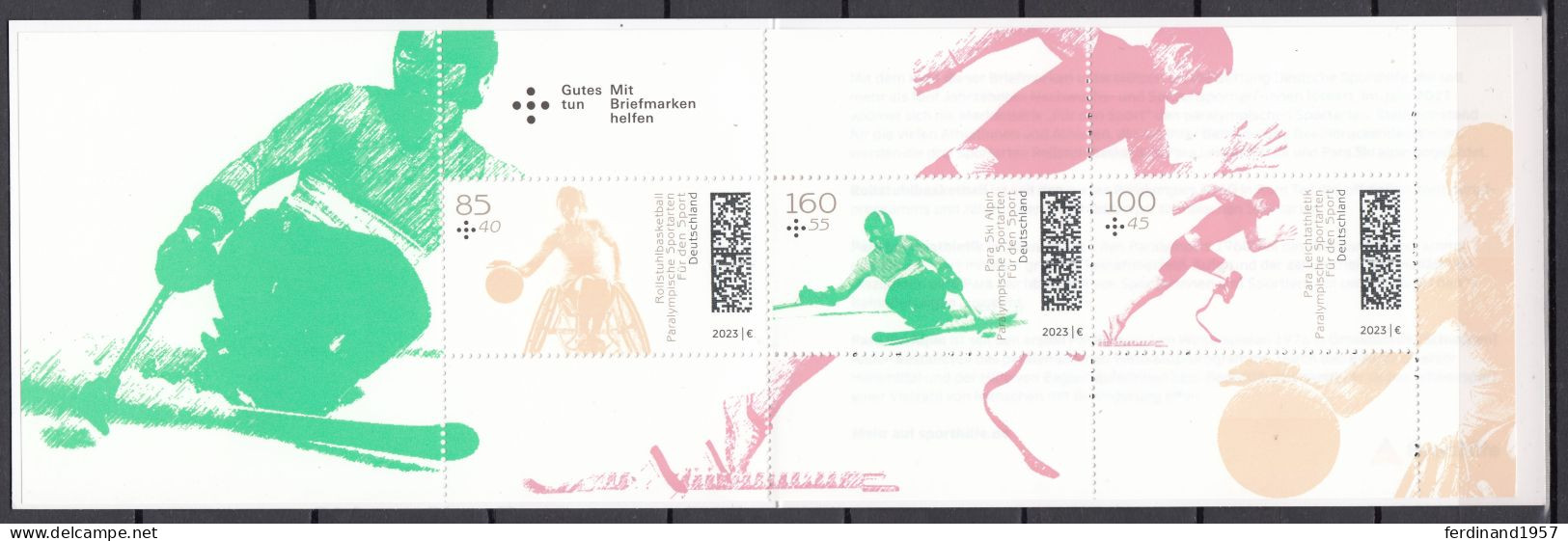 BRD 2023 Mi.3762-3764-MH- „Paralympische Sportarten“ Postfrische MH-Set** ZD MNH - Unused Stamps