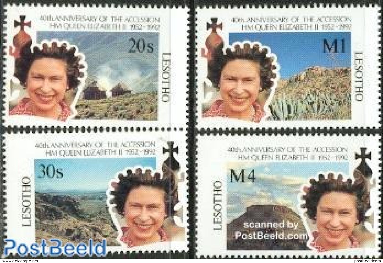 Lesotho 1992 Elizabeth 40th Accession Anniversary 4v, Mint NH, History - Kings & Queens (Royalty) - Royalties, Royals