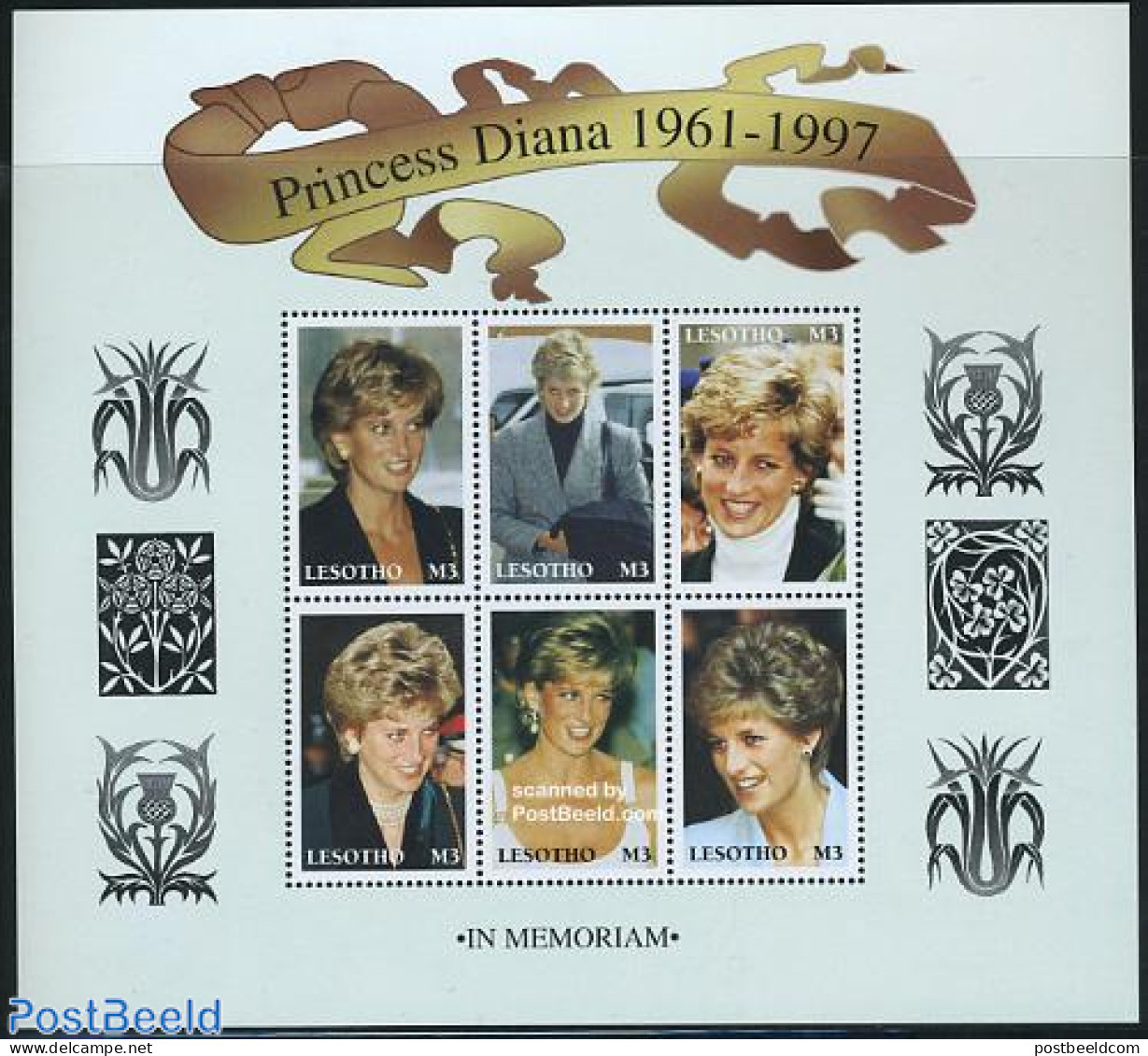 Lesotho 1998 Death Of Diana 6v M/s, Mint NH, History - Charles & Diana - Kings & Queens (Royalty) - Royalties, Royals