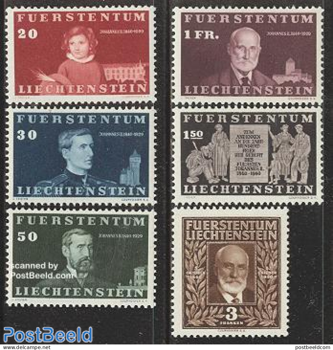 Liechtenstein 1940 Johann II 6v, Mint NH, History - Kings & Queens (Royalty) - Unused Stamps