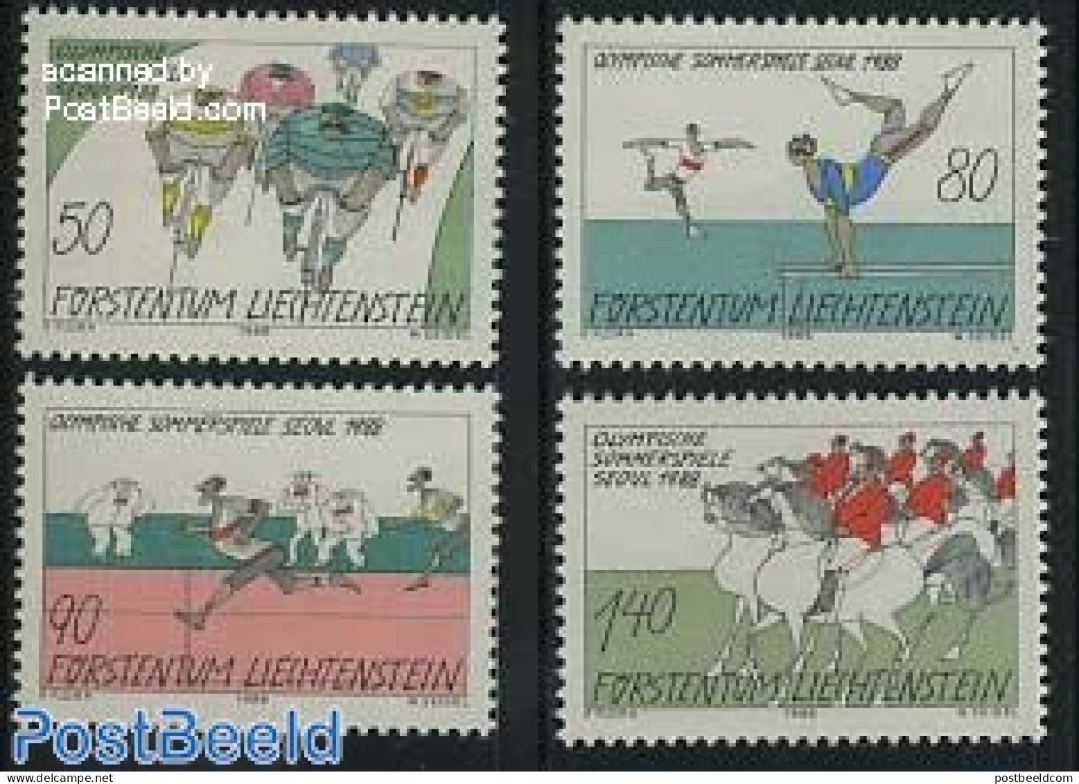 Liechtenstein 1988 Olympic Games Seoul 4v, Mint NH, Nature - Sport - Horses - Cycling - Olympic Games - Sport (other A.. - Neufs