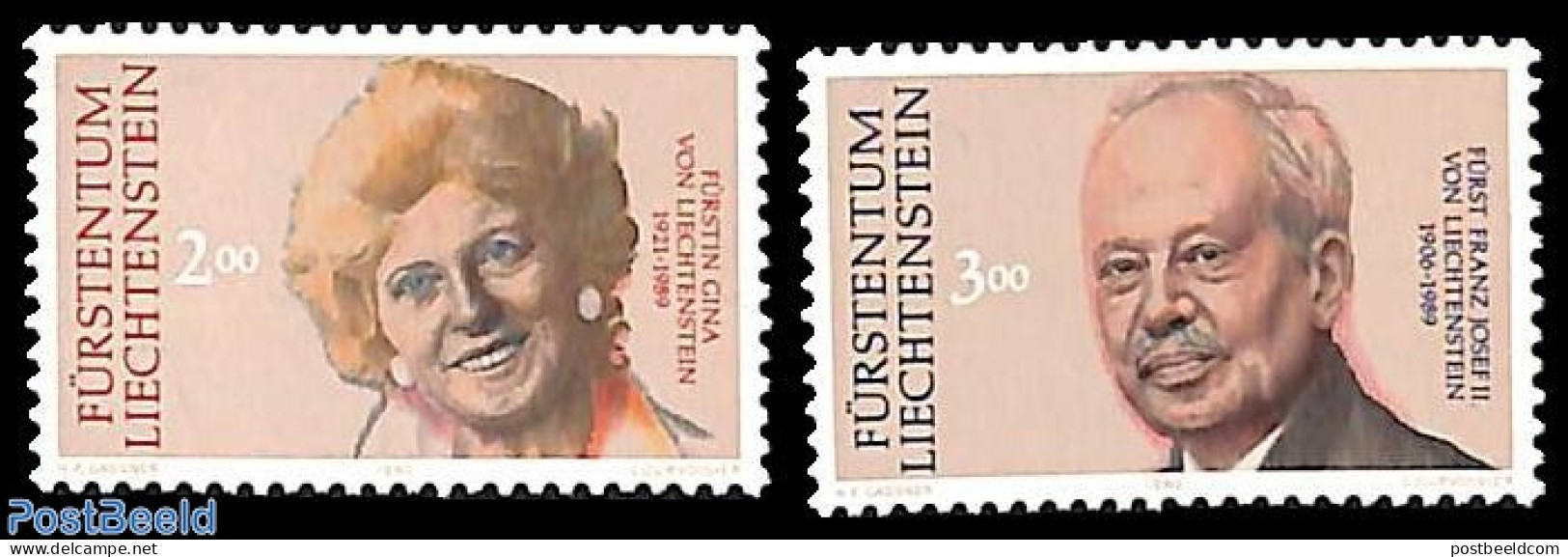 Liechtenstein 1990 Memorial Issue 2v, Mint NH, History - Kings & Queens (Royalty) - Neufs