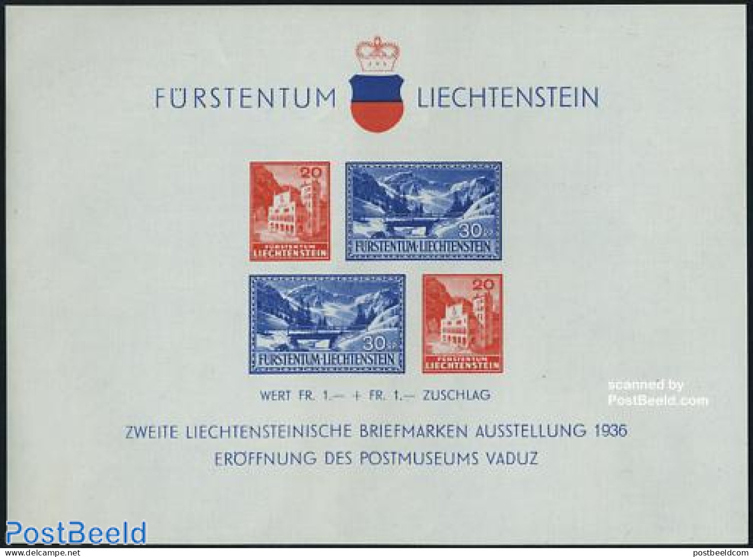 Liechtenstein 1936 Postal Museum S/s, Mint NH, Post - Art - Bridges And Tunnels - Nuevos