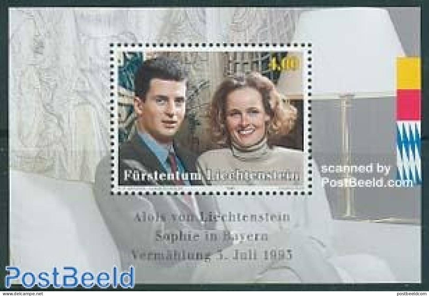 Liechtenstein 1993 Alois And Sophie Wedding S/s, Mint NH, History - Kings & Queens (Royalty) - Neufs
