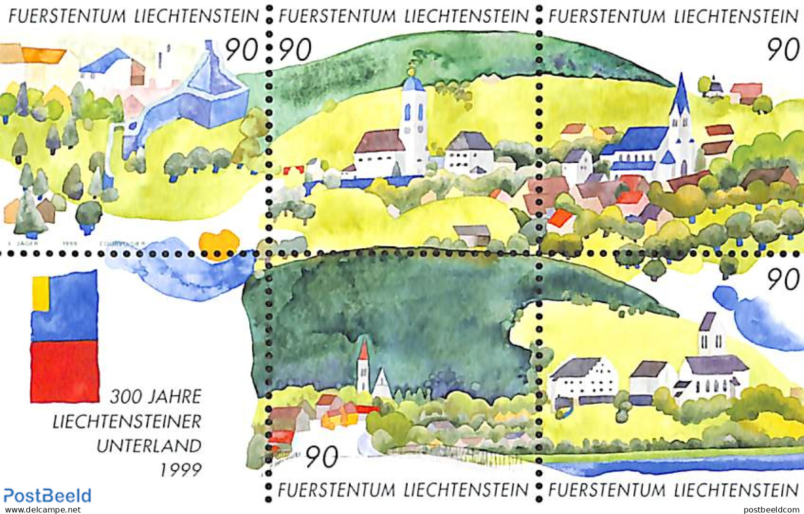 Liechtenstein 1999 Unterland S/s, Mint NH, Religion - Churches, Temples, Mosques, Synagogues - Neufs