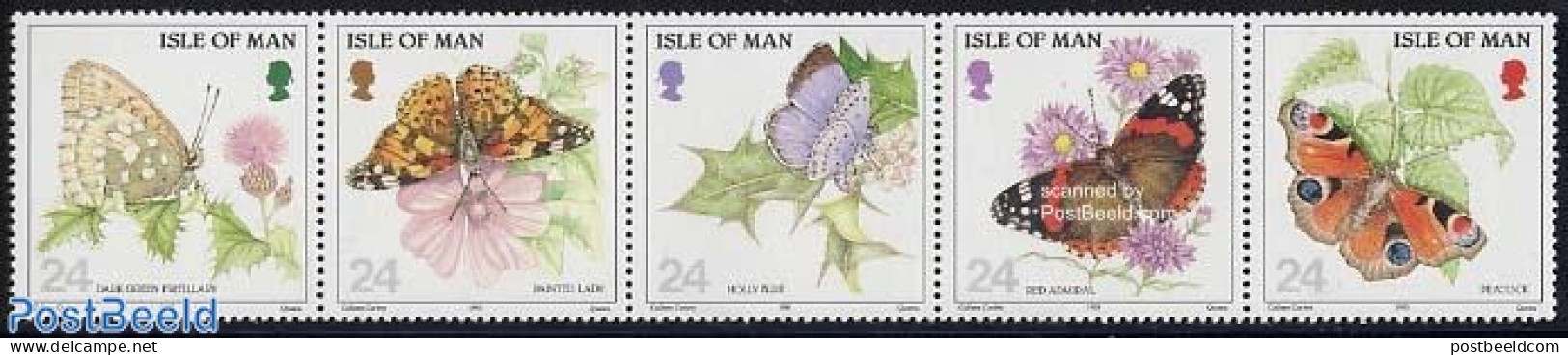 Isle Of Man 1993 Butterflies 5v [::::], Mint NH, Nature - Butterflies - Man (Ile De)