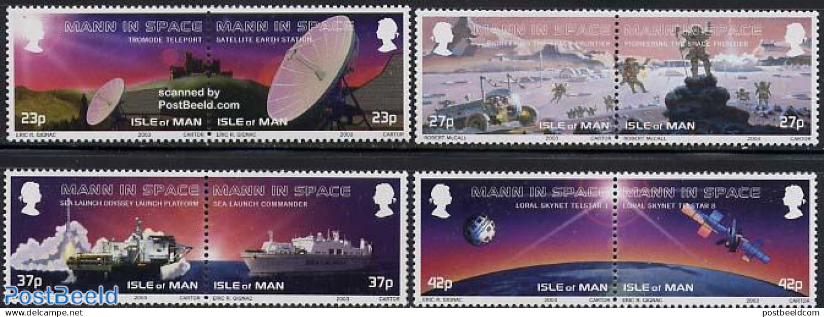 Isle Of Man 2003 Man In Space 4x2v [:], Mint NH, Science - Transport - Telecommunication - Ships And Boats - Space Exp.. - Telekom