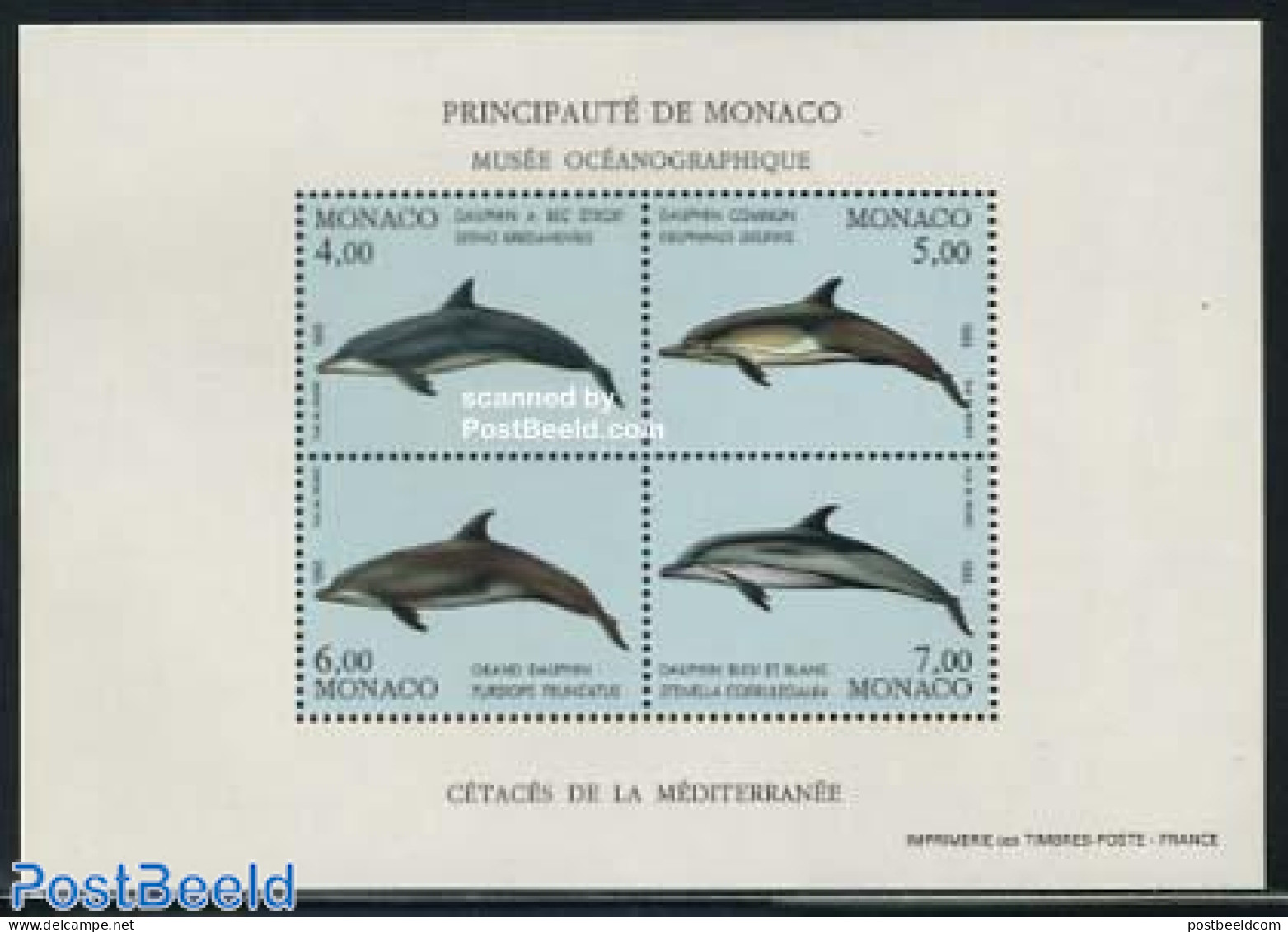 Monaco 1992 Sea Mammals S/s, Mint NH, Nature - Sea Mammals - Unused Stamps