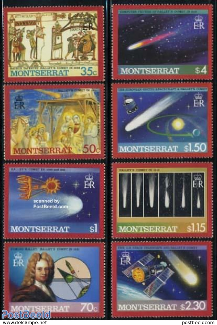 Montserrat 1986 Halleys Comet 8v, Mint NH, Science - Transport - Astronomy - Space Exploration - Halley's Comet - Astrologie