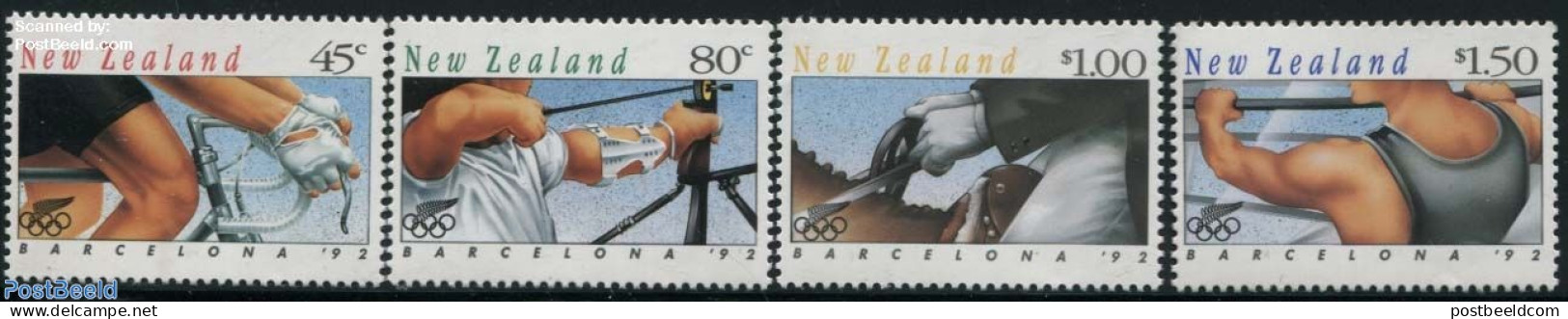 New Zealand 1992 Olympic Games Barcelona 4v, Mint NH, Nature - Sport - Horses - Cycling - Olympic Games - Shooting Spo.. - Ungebraucht