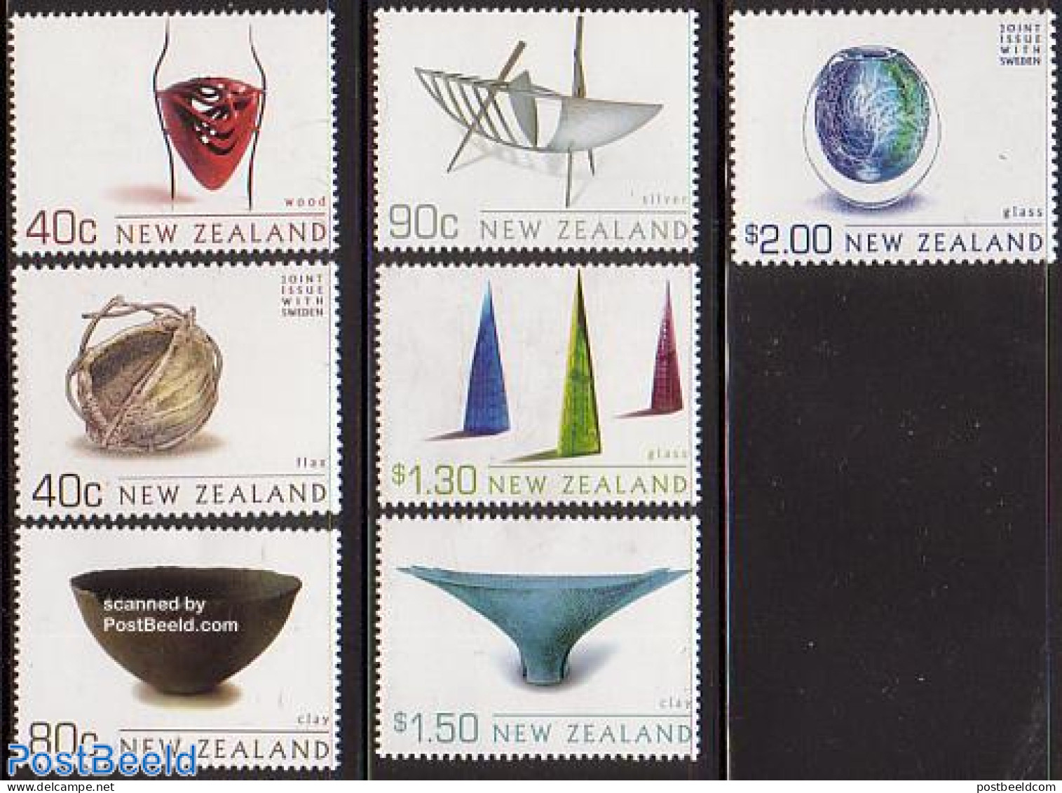 New Zealand 2002 Art Objects 7v, Joint Issue With Sweden, Mint NH, Various - Joint Issues - Art - Art & Antique Object.. - Ungebraucht