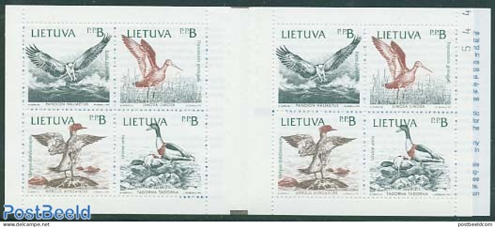 Lithuania 1992 Birds Booklet, Mint NH, Nature - Various - Birds - Ducks - Stamp Booklets - Joint Issues - Unclassified