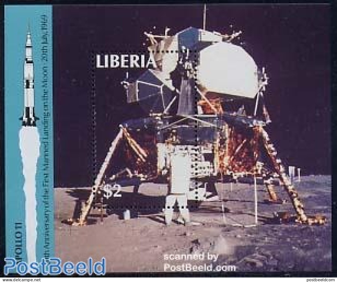 Liberia 1989 Moonlanding Anniversary S/s, Mint NH, Transport - Space Exploration - Sonstige & Ohne Zuordnung