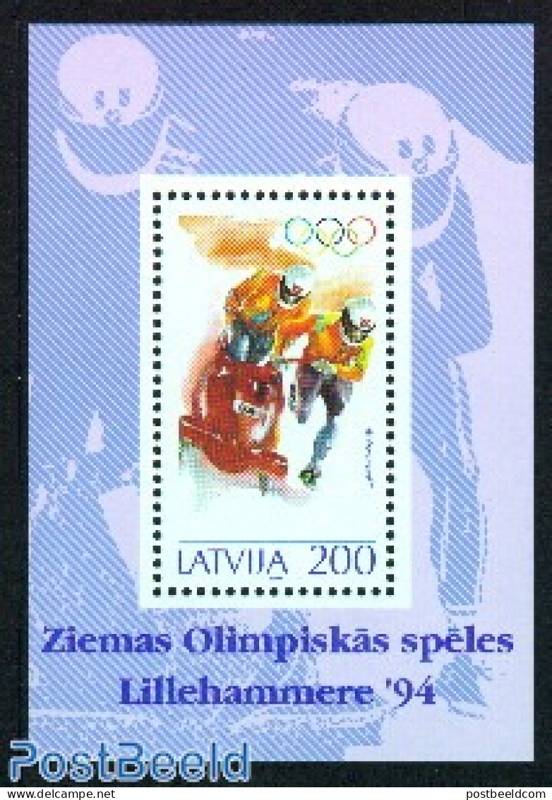 Latvia 1994 Olympic Games Lillehammer S/s, Mint NH, Sport - (Bob) Sleigh Sports - Olympic Winter Games - Winter (Other)