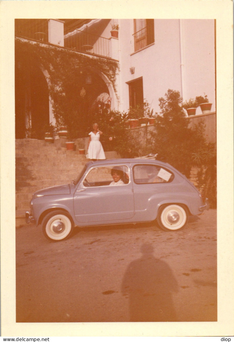 Photographie Photo Vintage Snapshot Amateur Automobile Voiture Auto Fiat 500  - Automobiles