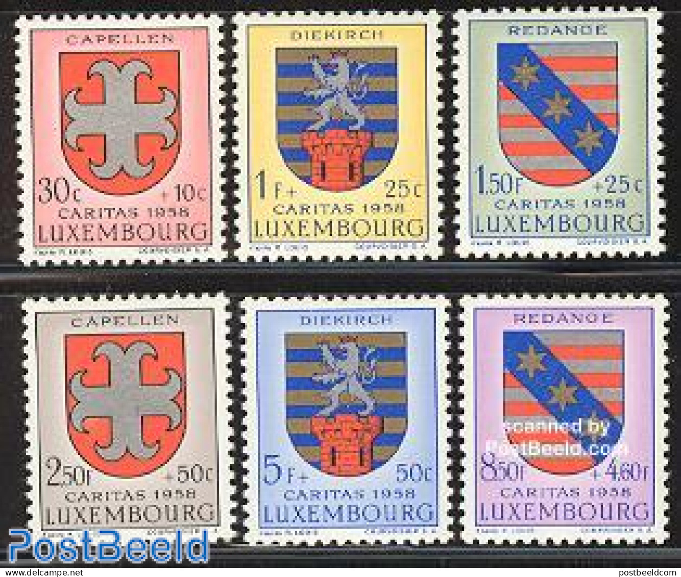 Luxemburg 1958 Caritas, Coat Of Arms 6v, Mint NH, History - Coat Of Arms - Neufs