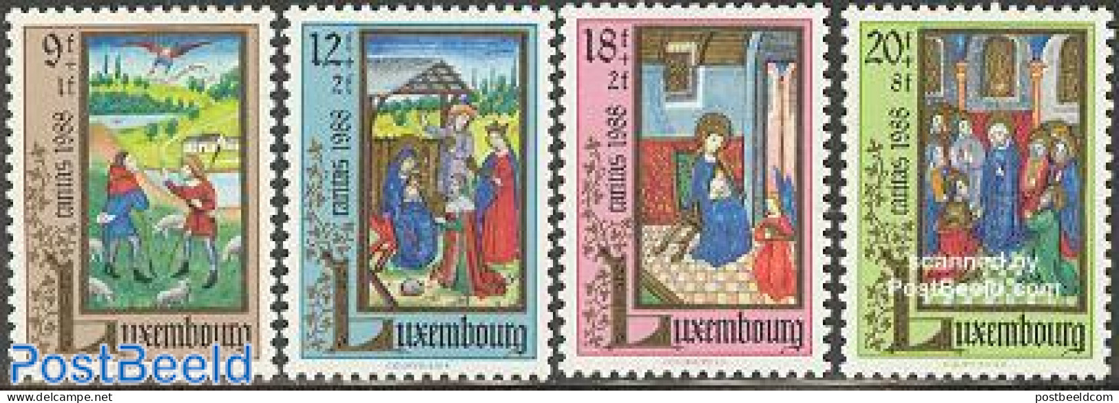 Luxemburg 1988 Caritas, Miniatures 4v, Mint NH, Religion - Christmas - Religion - Art - Books - Unused Stamps