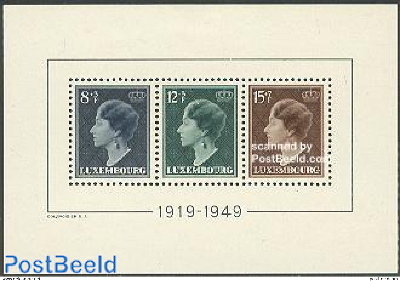Luxemburg 1949 Charlotte Jubilee S/s, Mint NH, History - Kings & Queens (Royalty) - Unused Stamps