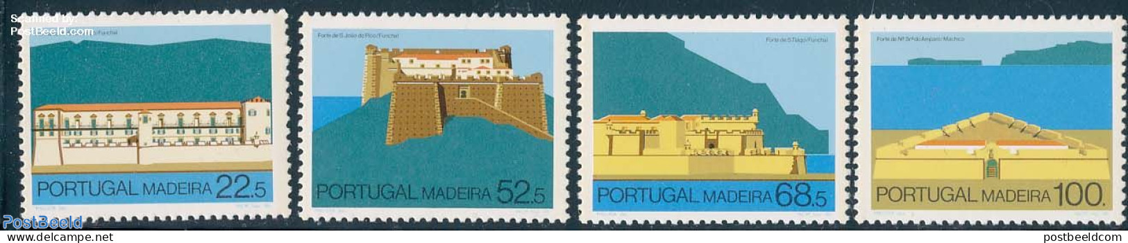 Madeira 1986 Fortifications 4v, Mint NH, Art - Castles & Fortifications - Castles