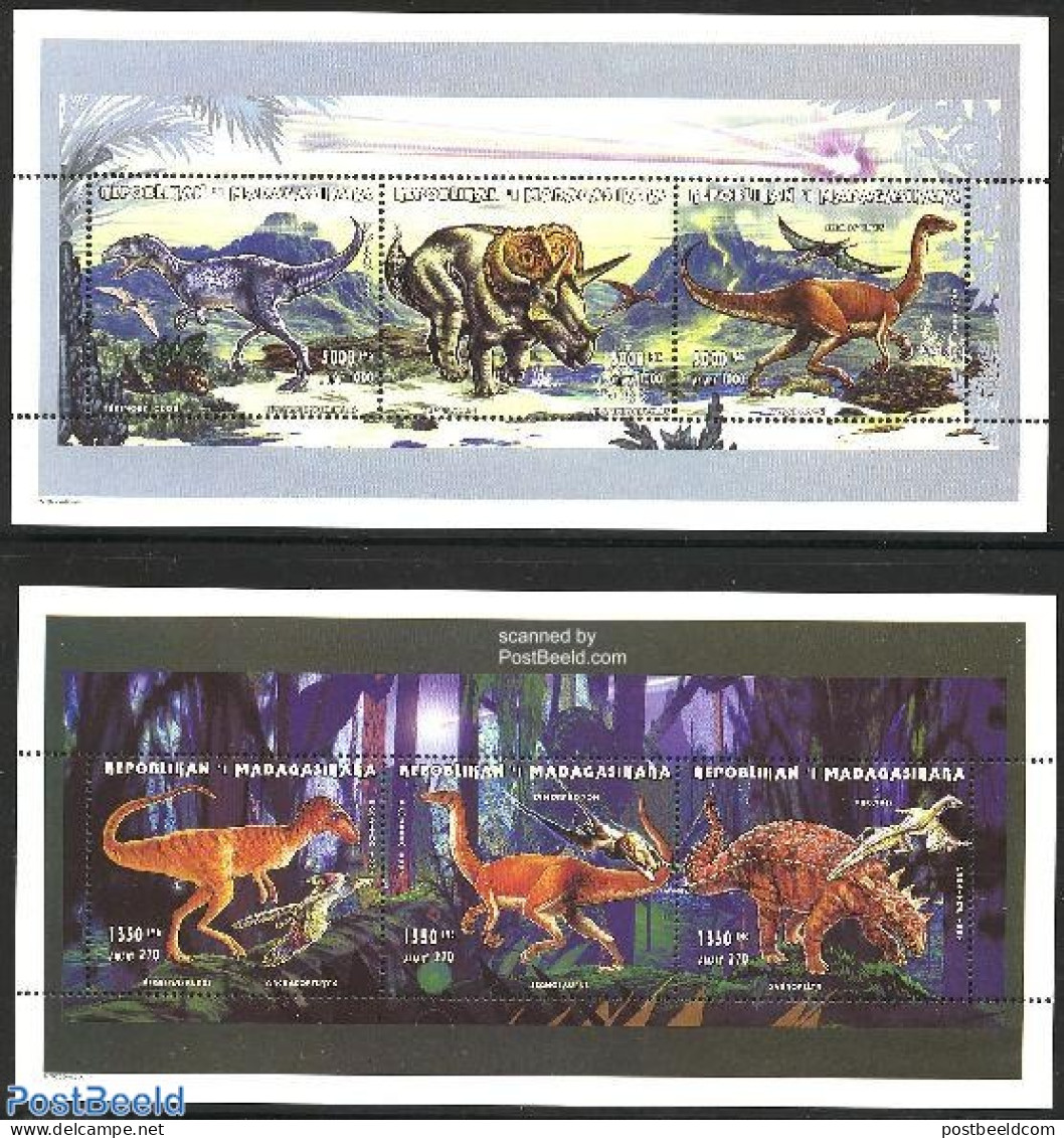 Madagascar 1998 Prehistoric Animals 6v (2 M/s), Mint NH, Nature - Prehistoric Animals - Prehistorics