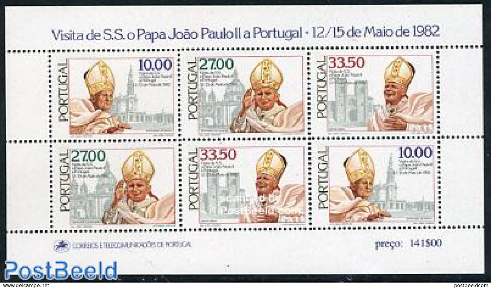 Portugal 1982 Visit Of Pope John Paul II S/s, Mint NH, Religion - Pope - Religion - Unused Stamps