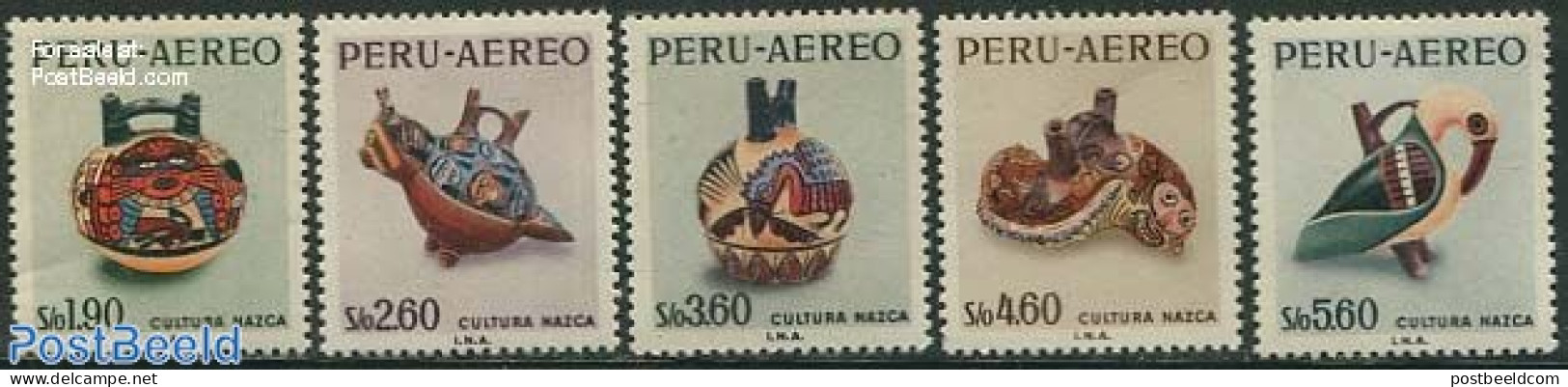 Peru 1968 Nazca Culture 5v, Mint NH, History - Archaeology - Art - Art & Antique Objects - Ceramics - Archeologia