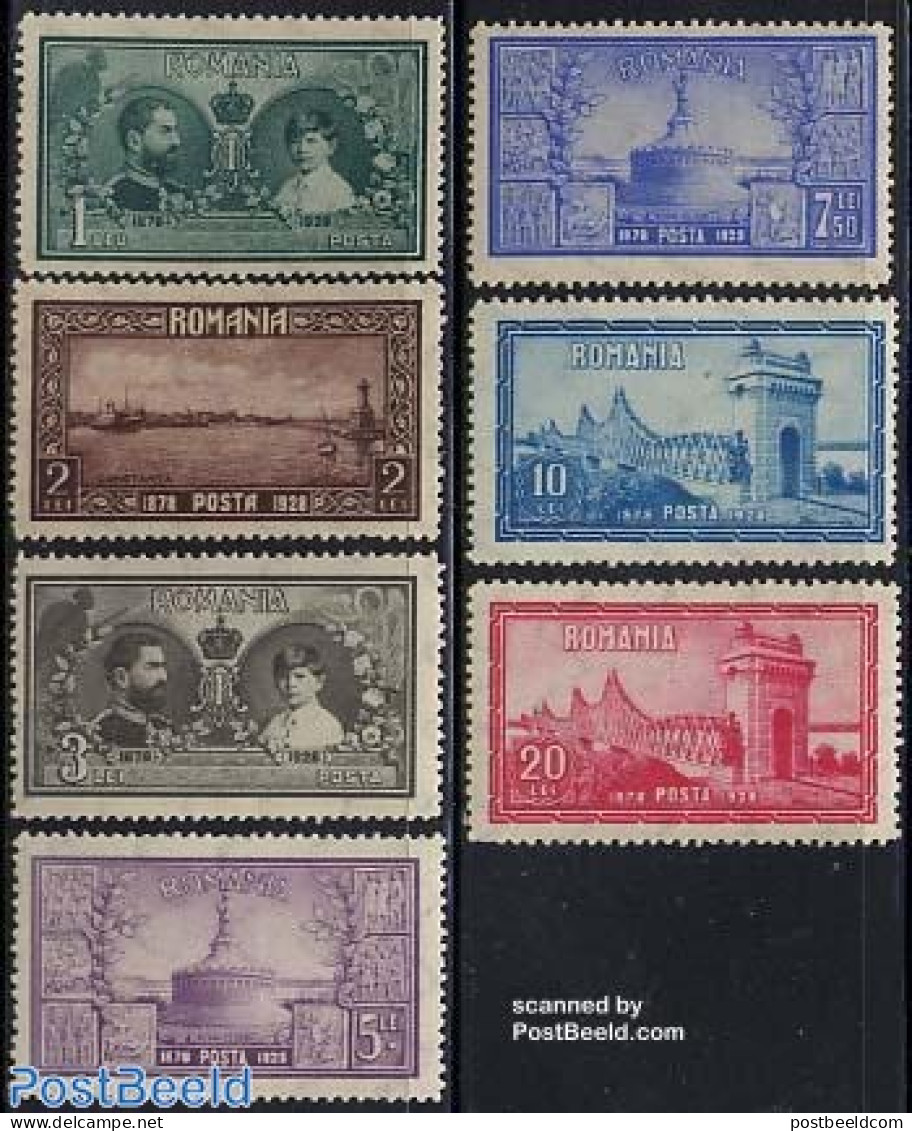 Romania 1928 Dobrudscha 7v, Mint NH, History - Transport - Kings & Queens (Royalty) - Ships And Boats - Art - Bridges .. - Unused Stamps