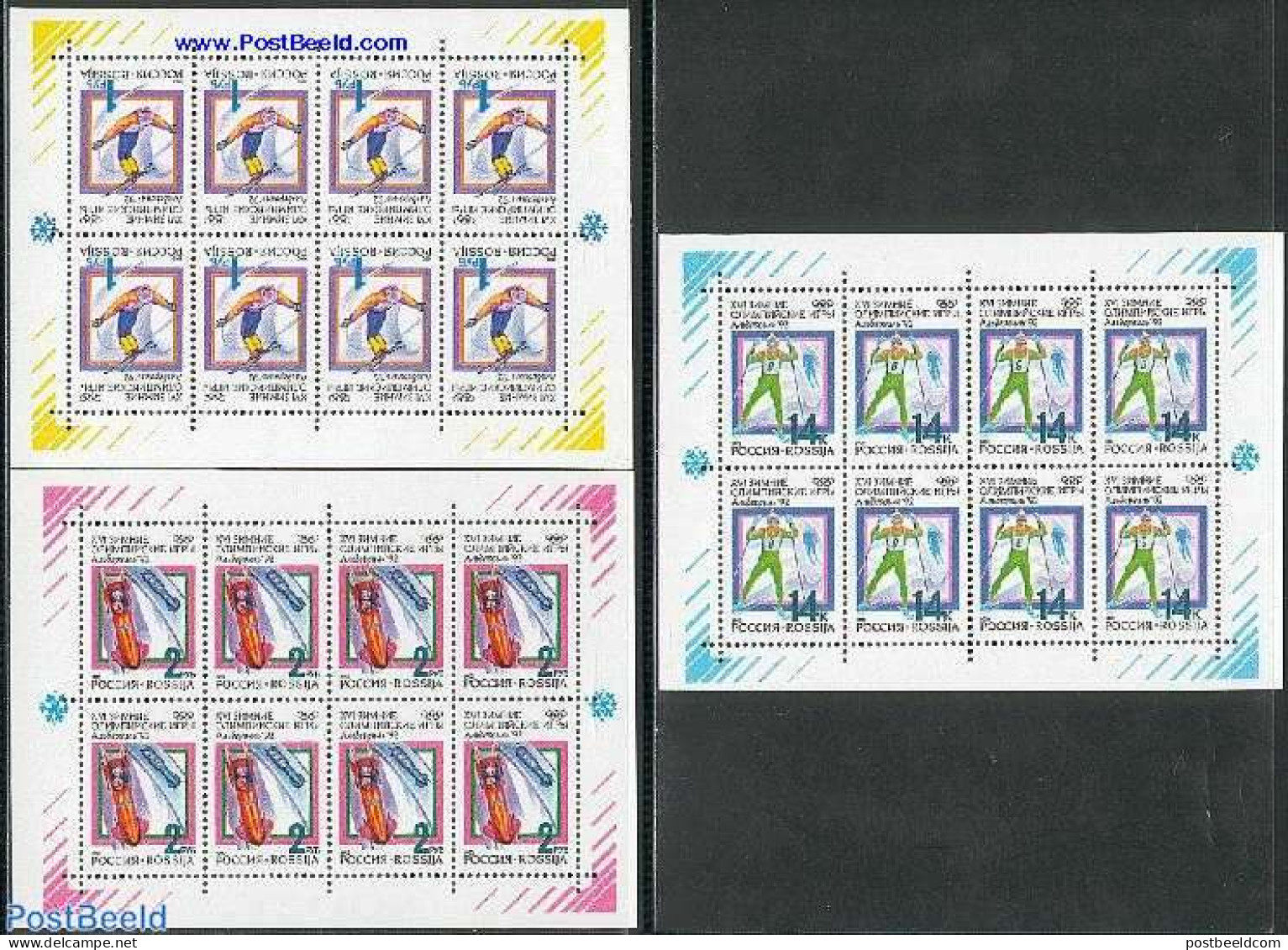 Russia 1992 Olympic Games 3 M/ss, Mint NH, Sport - (Bob) Sleigh Sports - Olympic Winter Games - Skiing - Winter (Other)