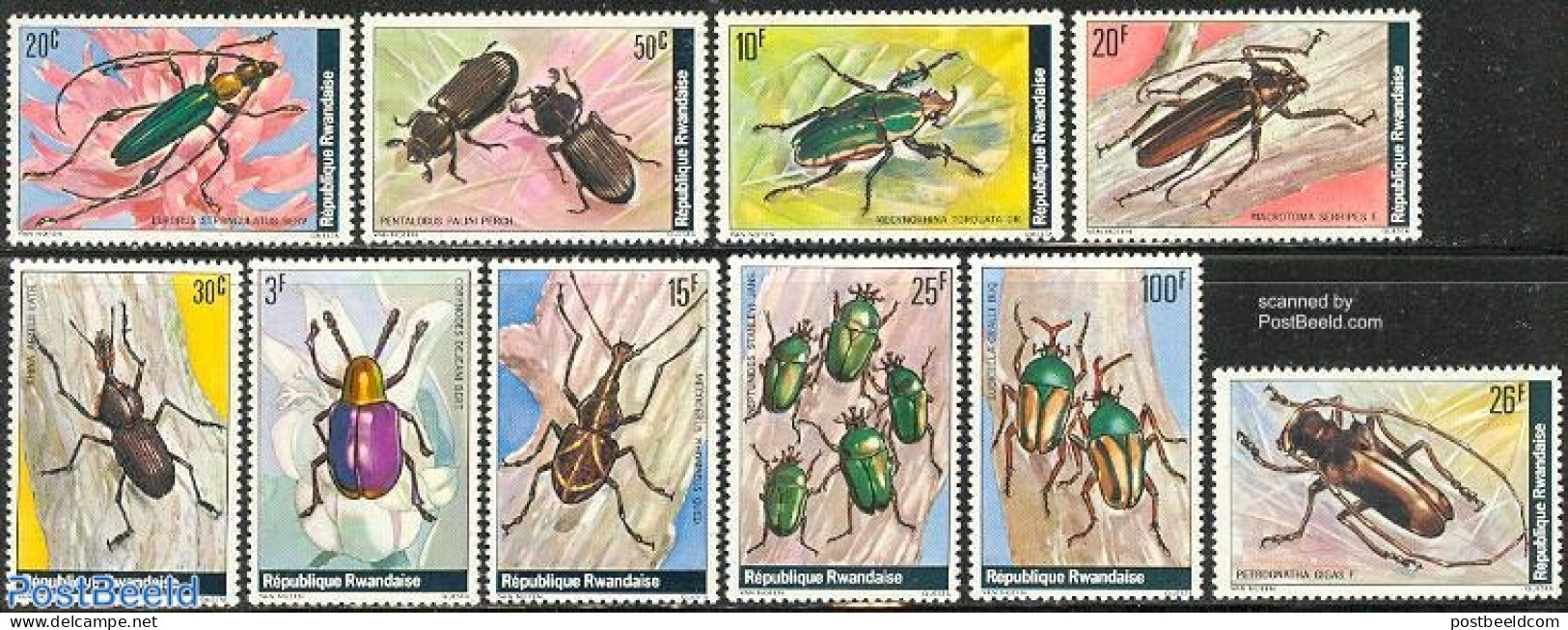 Rwanda 1978 Beetles 10v, Mint NH, Nature - Insects - Other & Unclassified