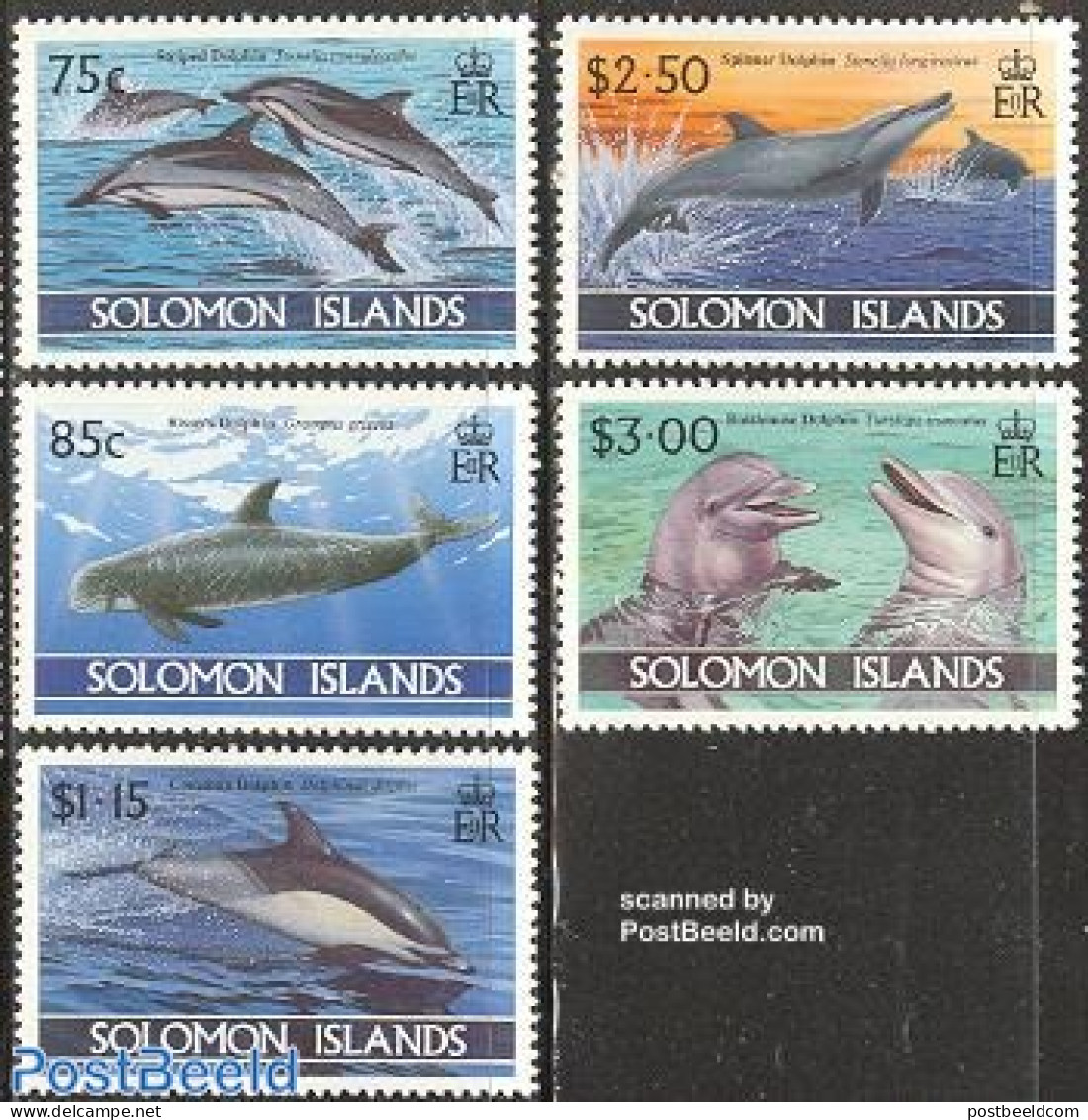 Solomon Islands 1994 Dolphins 5v, Mint NH, Nature - Sea Mammals - Solomon Islands (1978-...)