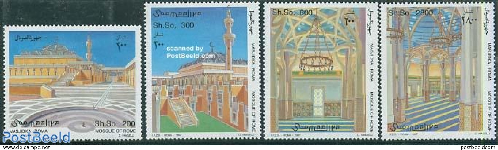 Somalia 1997 Rome Mosque 4v, Mint NH, Religion - Churches, Temples, Mosques, Synagogues - Religion - Eglises Et Cathédrales