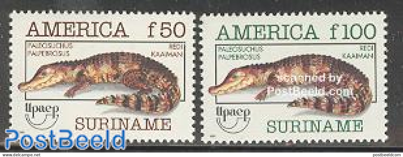 Suriname, Republic 1993 UPAE, Crocodiles 2v, Mint NH, Nature - Crocodiles - Reptiles - U.P.A.E. - Surinam