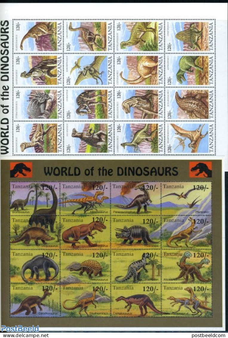 Tanzania 1994 Prehistoric Animals 2x16v M/s, Mint NH, Nature - Prehistoric Animals - Prehistorics